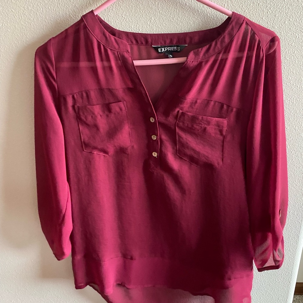 Express 3/4 sleeve length maroon blouse